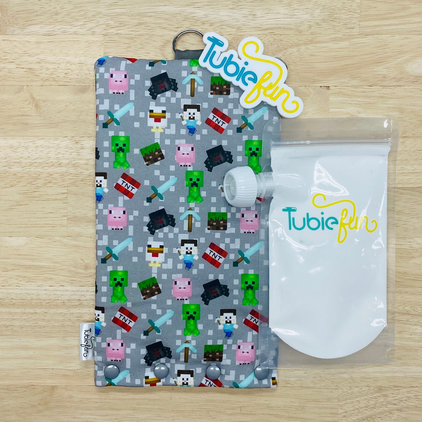 Insulated Milk Bag Suitable for Tubie Fun 500ml Reusable Pouches - Busy Mining Characters