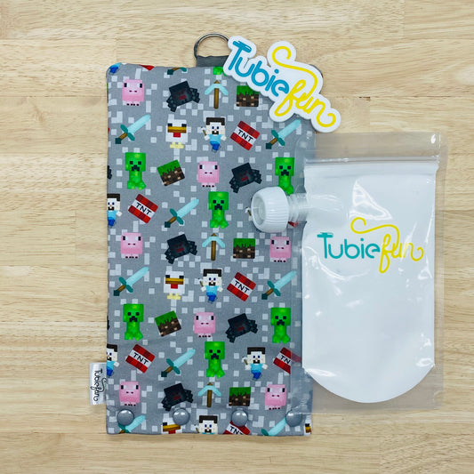 Insulated Milk Bag Suitable for Tubie Fun 500ml Reusable Pouches - Busy Mining Characters
