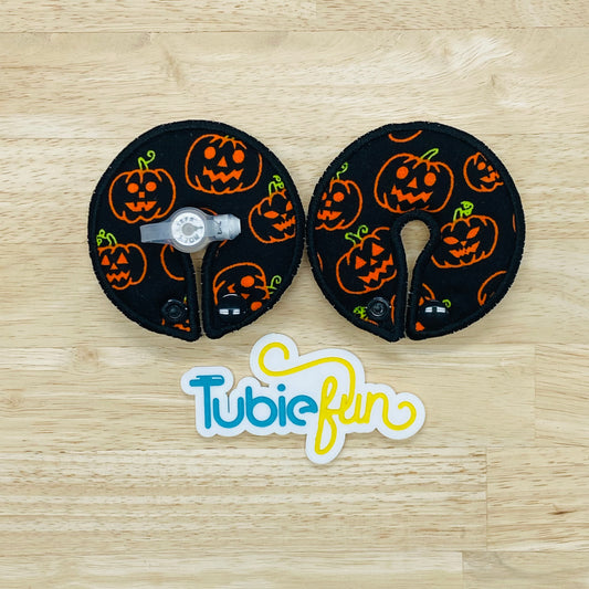 Button Pad Cover Large - Halloween Pumpkins on Black