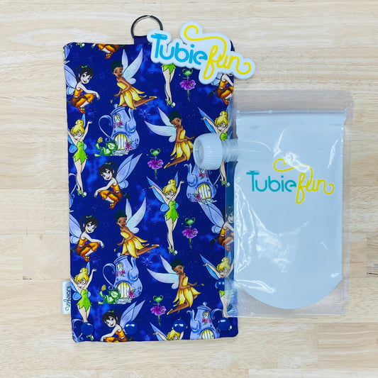 Insulated Milk Bag Suitable for Tubie Fun 500ml Reusable Pouches - Fairies on Purple