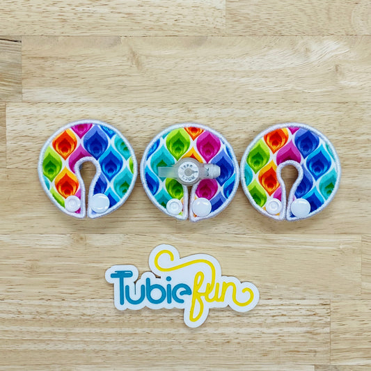 G-Tube Button Pad Cover - Coloured Flames