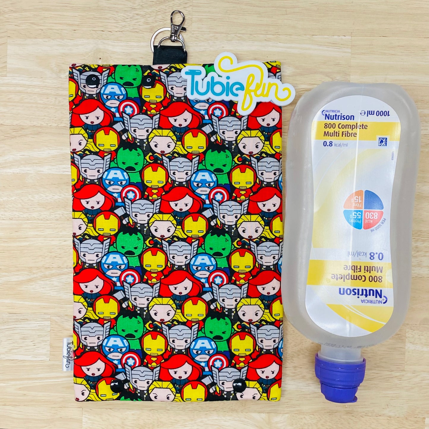 Insulated Milk Bag Suitable for 1L Flocare Bottle - Hero Characters on Black