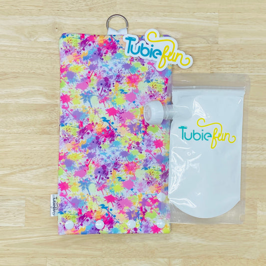 Insulated Milk Bag Suitable for Tubie Fun 500ml Reusable Pouches - Paint Splatter