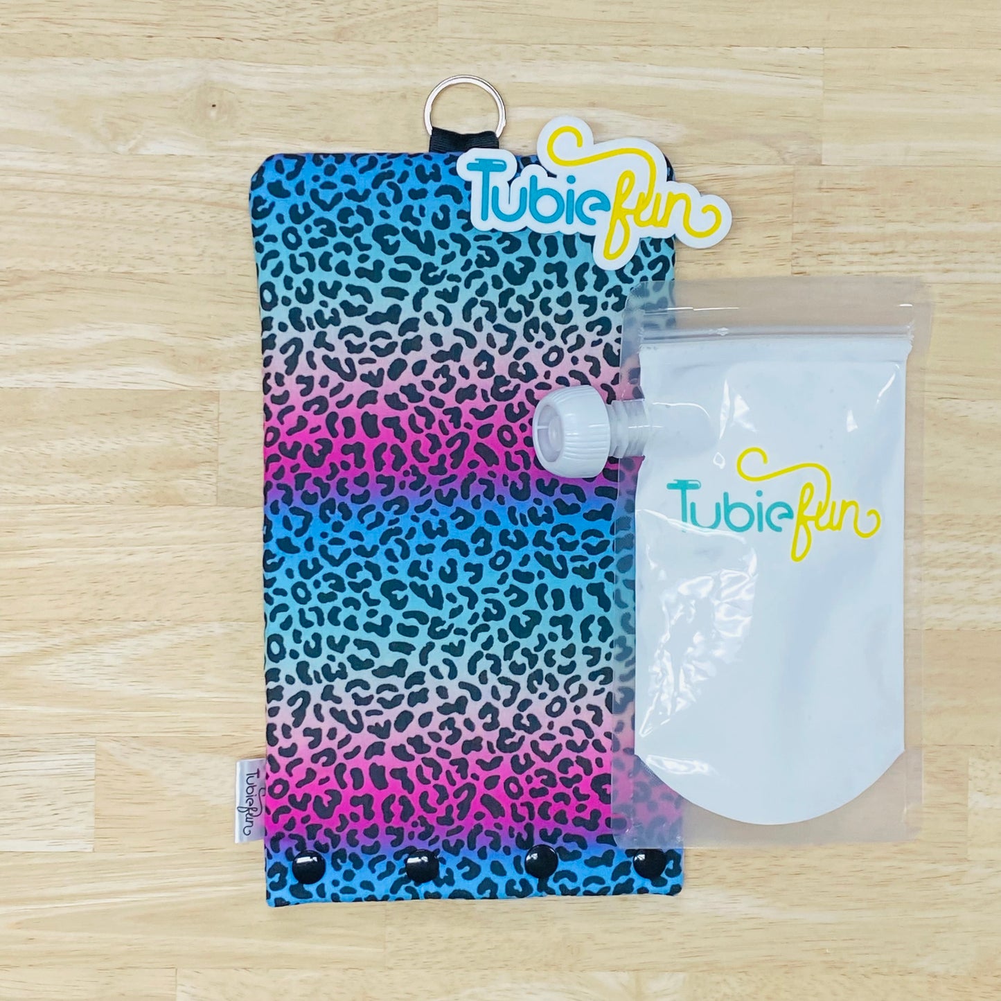 Insulated Milk Bag Suitable for Tubie Fun Reusable Pouches - Multicoloured Leopard Print