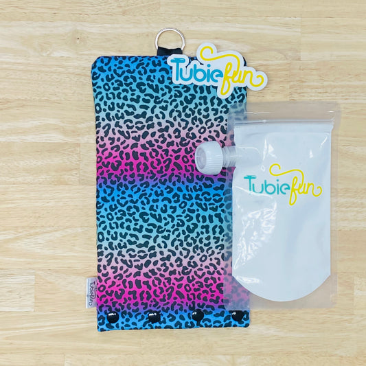 Insulated Milk Bag Suitable for Tubie Fun 500ml Reusable Pouches - Multicoloured Leopard Print