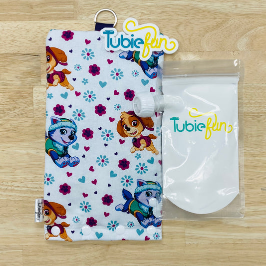 Insulated Milk Bag Suitable for Tubie Fun 500ml Reusable Pouches - Girl Pup Patrol