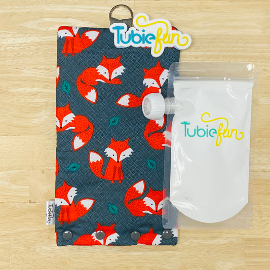 Insulated Milk Bag Suitable for Tubie Fun 500ml Reusable Pouches - Red Foxes