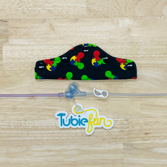 Feeding Tube Connection Cover - Puzzle Mouse Silhouette