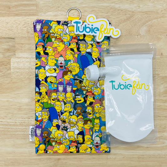 Insulated Milk Bag Suitable for Tubie Fun 500ml Reusable Pouches - Yellow Family and Friends
