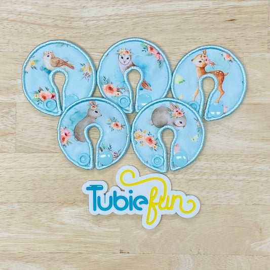 G-Tube Button Pad Cover - Animals and Flowers on Blue