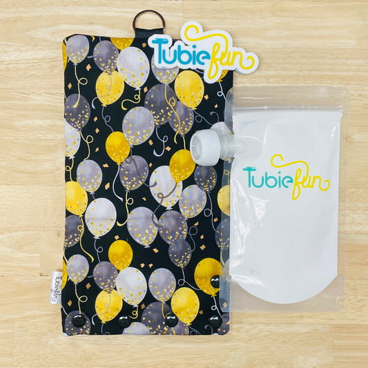 Insulated Milk Bag Suitable for Tubie Fun 500ml Reusable Pouches - Balloons