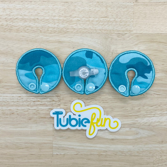 G-Tube Button Pad Cover - Aqua Camo