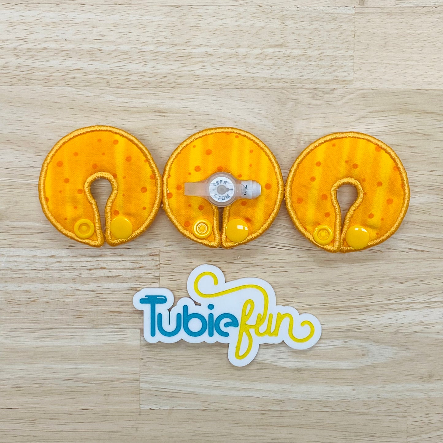 G-Tube Button Pad Cover - Yellow dots on Yellow