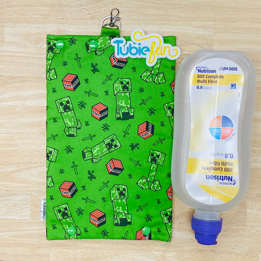 Insulated Milk Bag Suitable for 1L Flocare Bottle - Mining Characters on Green