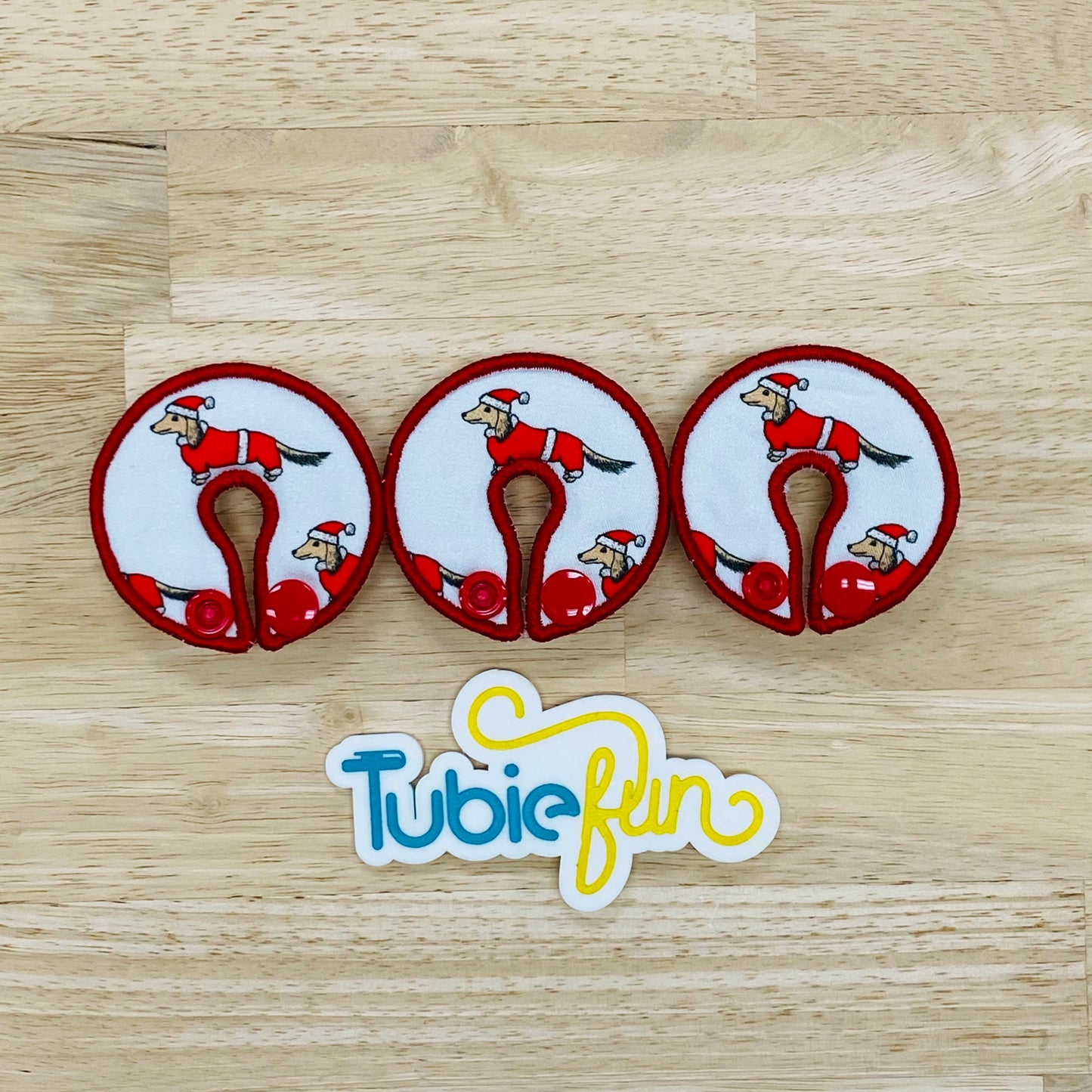 G-Tube Button Pad Cover - Santa Sausage Dog