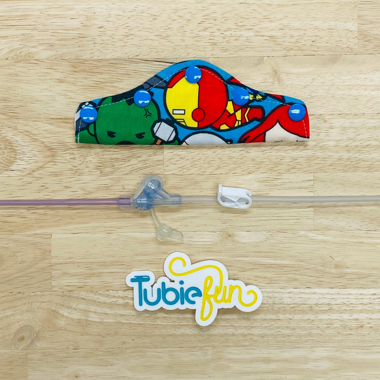 Feeding Tube Connection Cover - Superhero's  on Blue