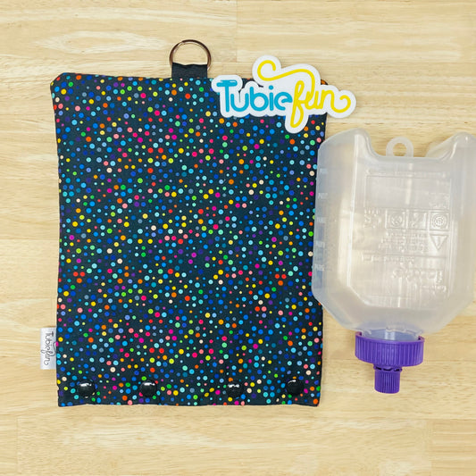 Insulated Milk Bag Suitable for 500ml Flocare Bottle in - Coloured Dots on Black