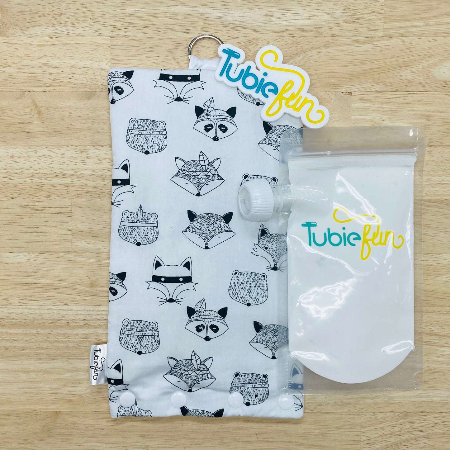 Insulated Milk Bag Suitable for Tubie Fun 500ml Reusable Pouches - Native Faces on White