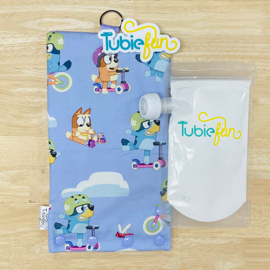 Insulated Milk Bag Suitable for Tubie Fun 500ml Reusable Pouches - Aussie Heeler Sisters on Purple