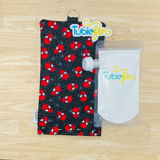 Insulated Milk Bag Suitable for Tubie Fun 500ml Reusable Pouches - Spidey Faces