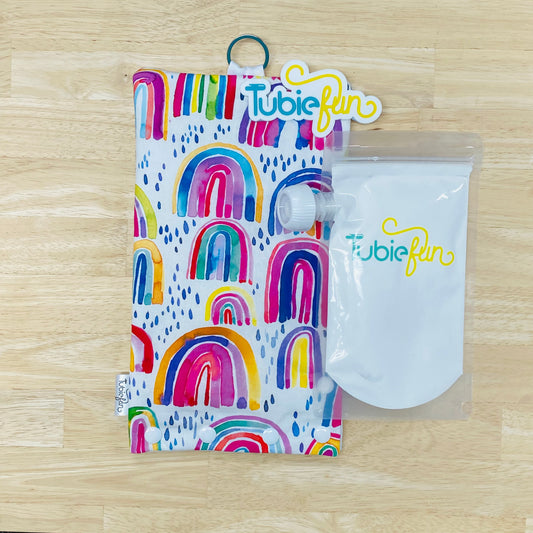 Insulated Milk Bag Suitable for Tubie Fun 500ml Reusable Pouches - Rainbows