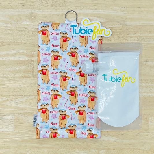 Insulated Milk Bag Suitable for Tubie Fun 500ml Reusable Pouches - Coffee Sloths