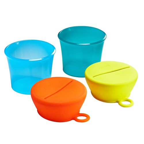 Snug Snack Cups 2pk with Lids - Teal/Orange