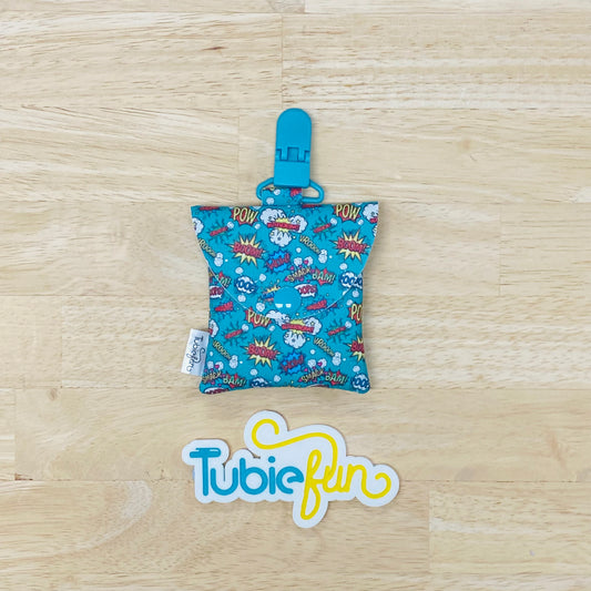 Tubing Pouch - Cartoon Words on Teal
