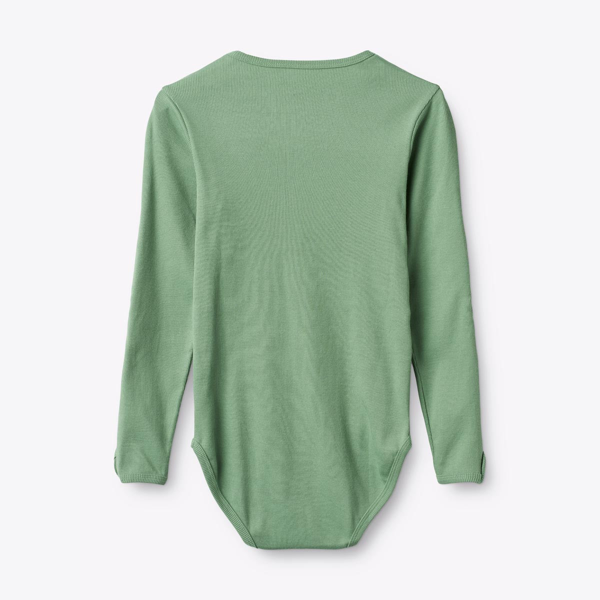 BANA Long Sleeve, organic bodysuit for disabled children - Sage Green (back view)