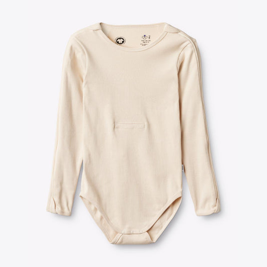 BANA Long Sleeve, organic bodysuit for disabled children - Sand Beige