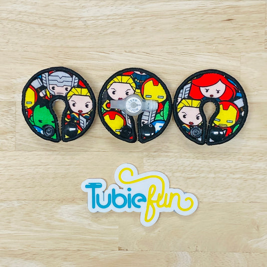 G-Tube Button Pad Cover - Hero's on Black