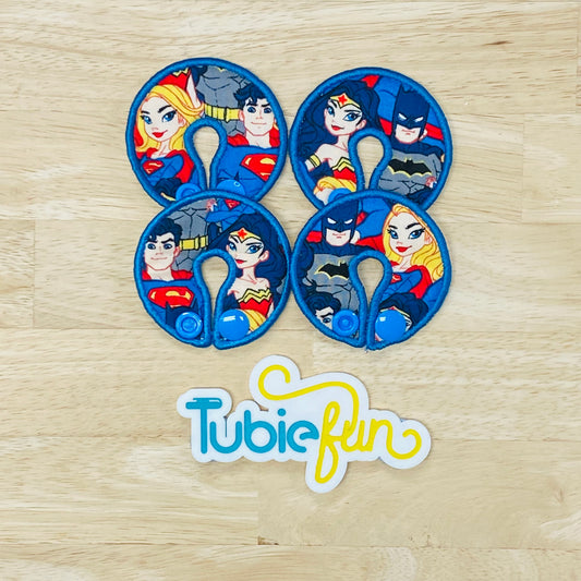 G-Tube Button Pad Cover - Super Heros on Blue