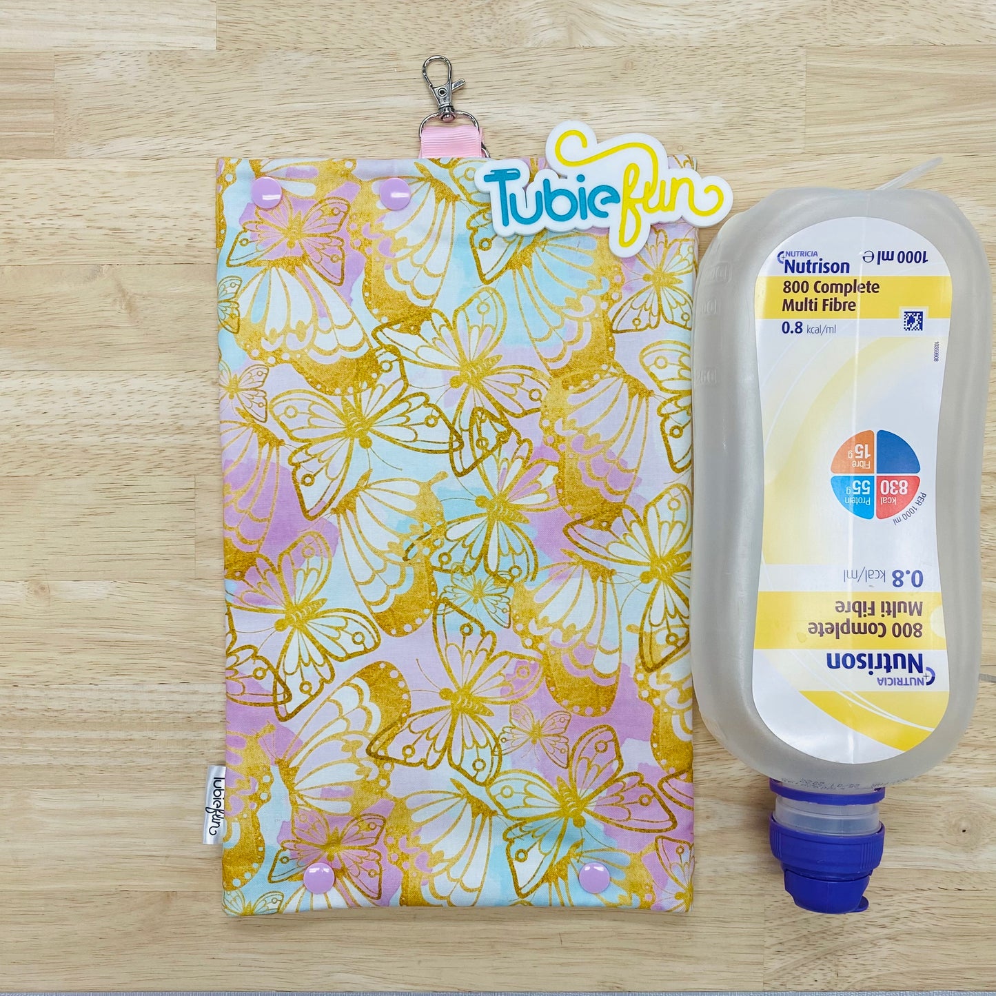 Insulated Milk Bag Suitable for 1L Flocare Bottle - Gold Butterflies
