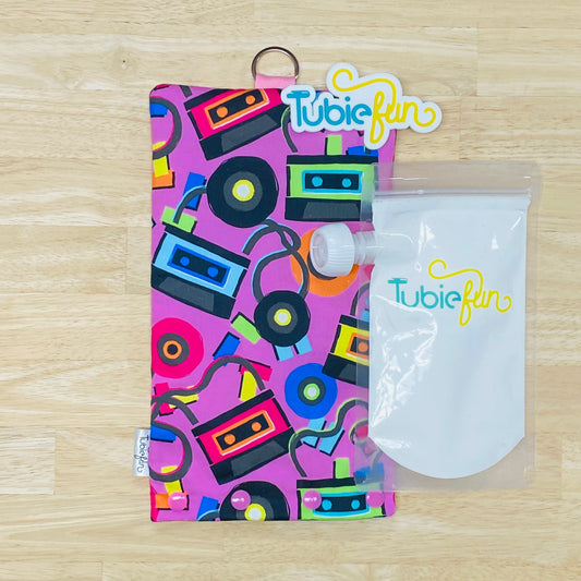 Insulated Milk Bag Suitable for Tubie Fun 500ml Reusable Pouches - Retro Cassettes