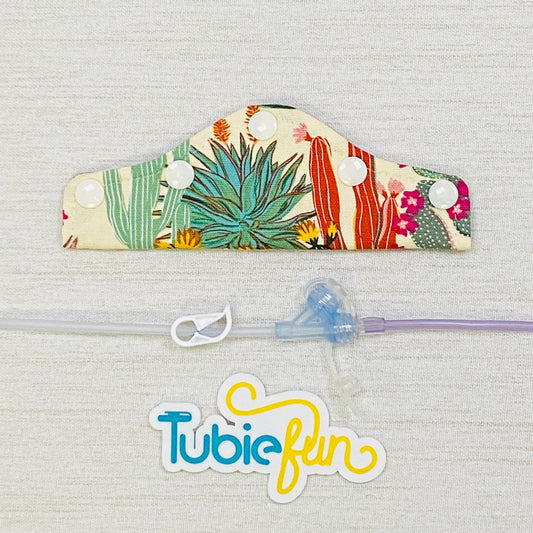 Feeding Tube Connection Cover -  Cacti on Cream