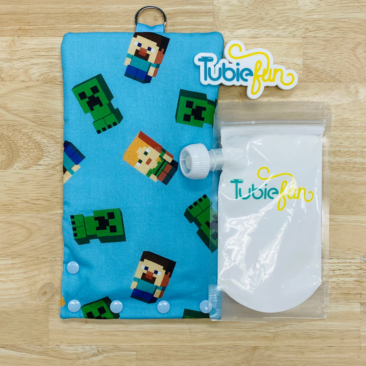 Insulated Milk Bag Suitable for Tubie Fun 500ml Reusable Pouches - Mining Characters