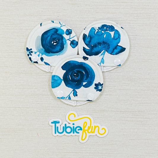 Covered Button Pad - Blue Rose