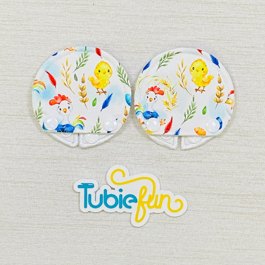 Covered Button Pad - Chicks on White