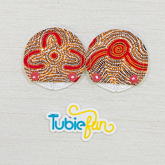 Covered Button Pad - Red & Brown Indigenous