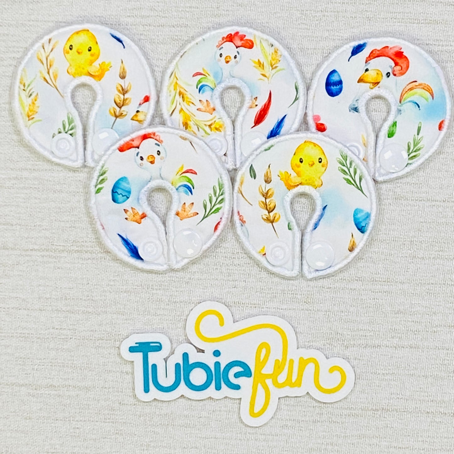 G-Tube Button Pad Cover - Chicks on White