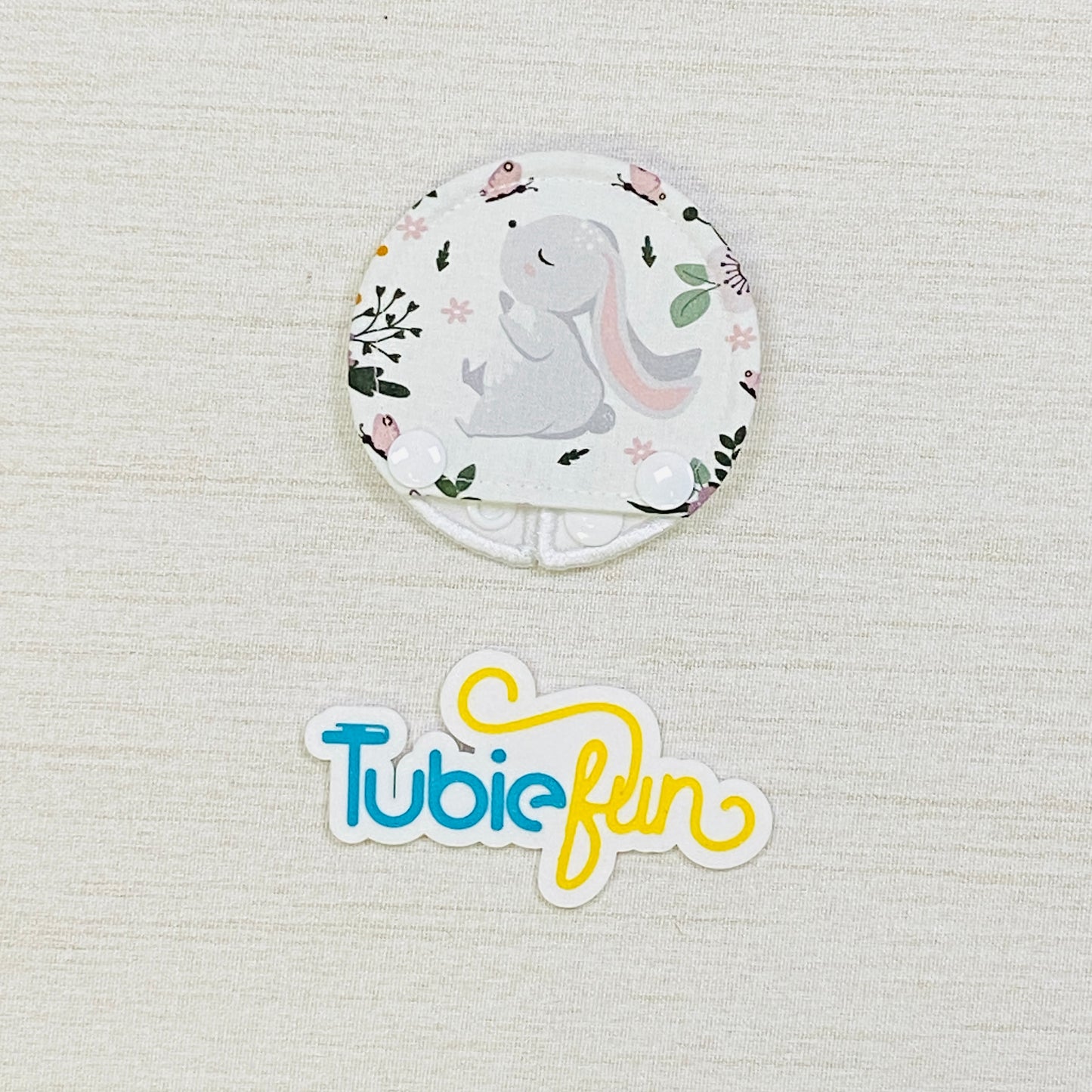 Covered Button Pad - Bunny on White