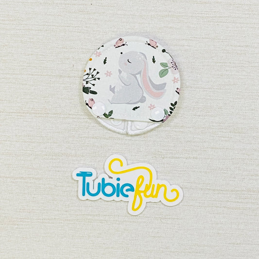 Covered Button Pad - Bunny on White