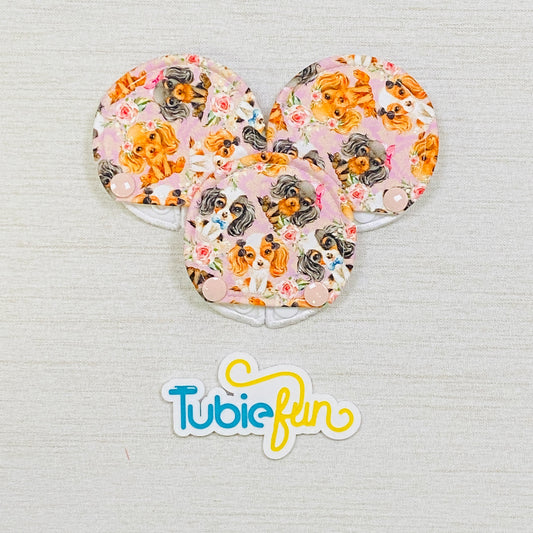 Covered Button Pad - Dogs on Pink