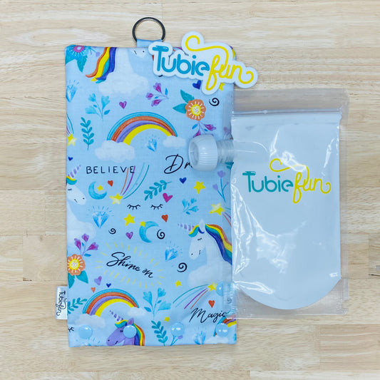 Insulated Milk Bag Suitable for Tubie Fun 500ml Reusable Pouches - Unicorns on Clouds