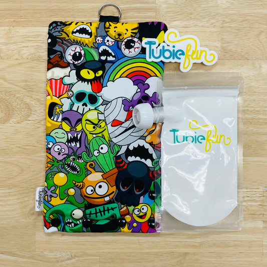 Insulated Milk Bag Suitable for Tubie Fun 500ml Reusable Pouches - Monsters