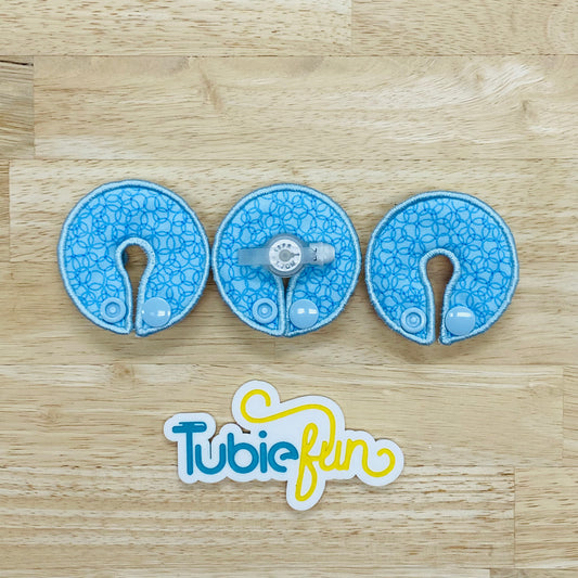 G-Tube Button Pad Cover - Blue Circles on Blue