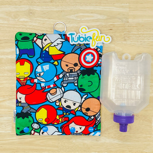 Insulated Milk Bag Suitable for 500ml Flocare Bottle in - Comic Heros on Blue
