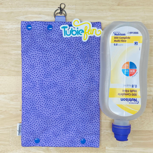 Insulated Milk Bag Suitable for 1L Flocare Bottle - Purple Dots on Light Purple