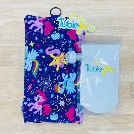 Insulated Milk Bag Suitable for Tubie Fun 500ml Reusable Pouches - Little Pony on Purple