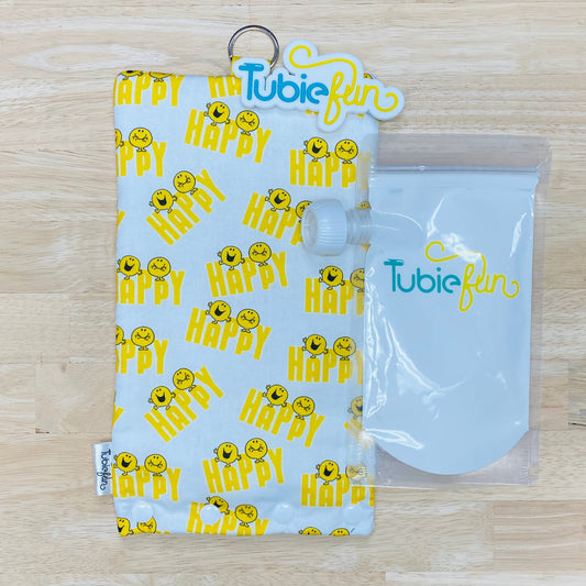 Insulated Milk Bag Suitable for Tubie Fun 500ml Reusable Pouches - Happy
